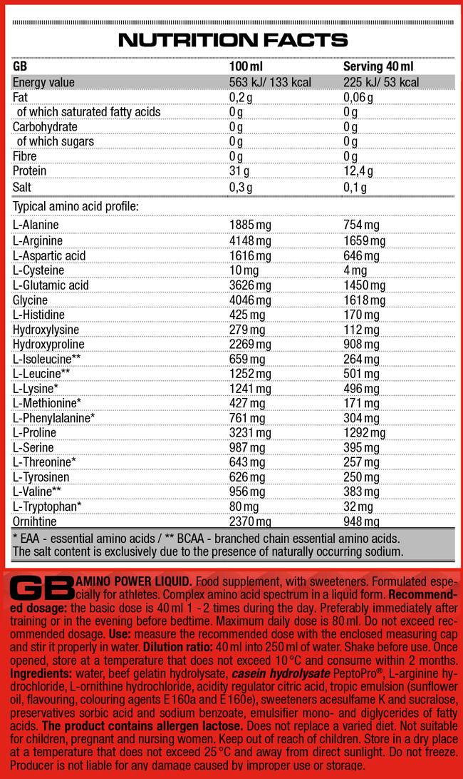 Kvapalina amino -výkon - 500 ml