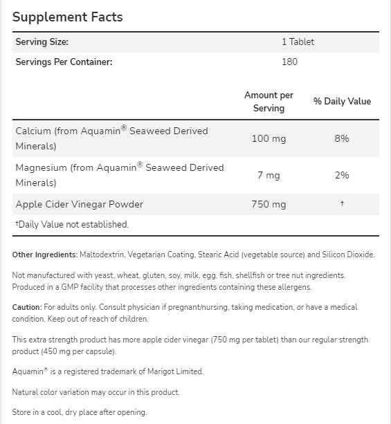 Apple Cider Ocot 750 mg | Extra sila - 180 tabliet