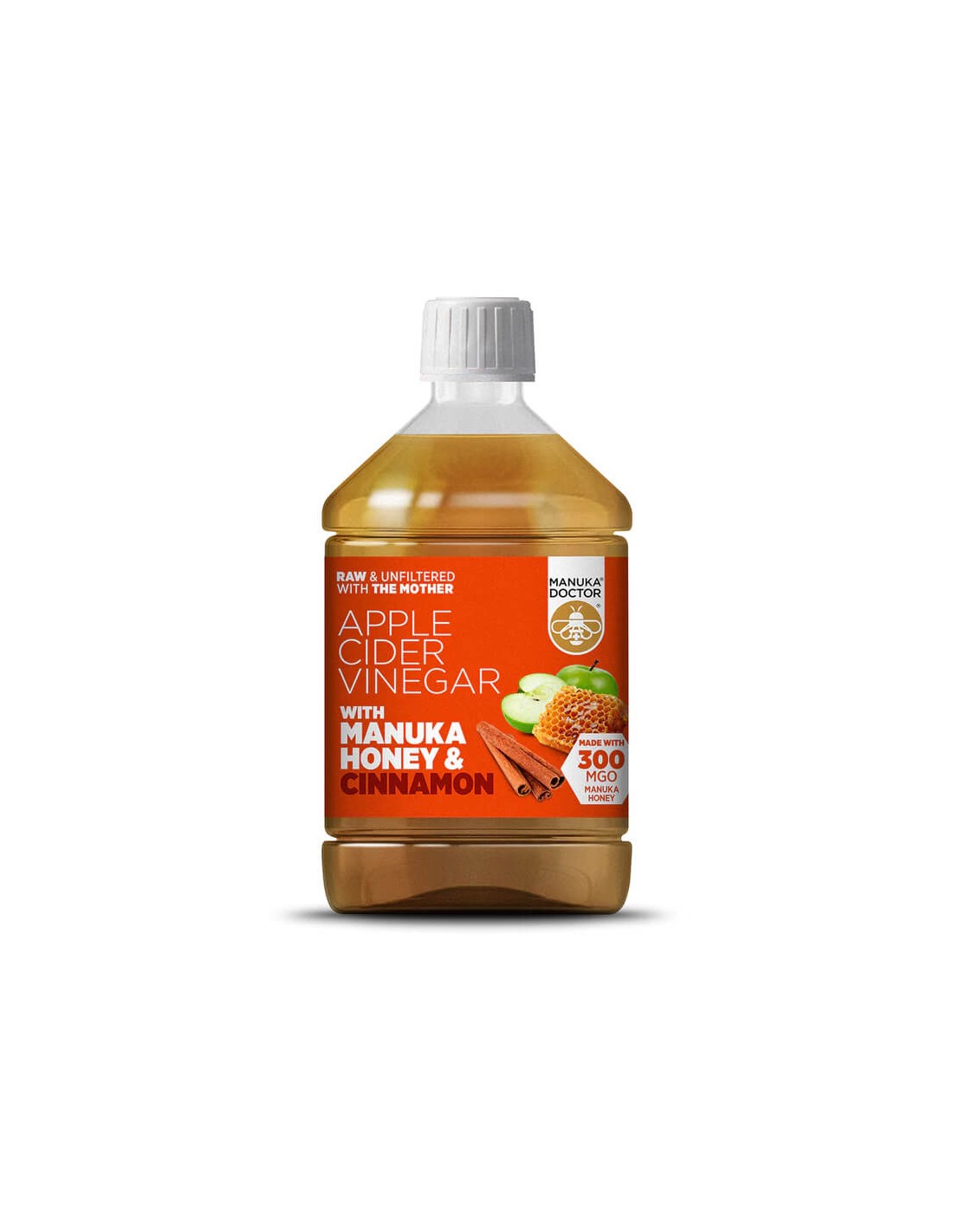 Jablčný ocot + med z Manuka a Cinnamon - jablčný ocot s manuka medom a škoricou (300 mgo), 500 ml