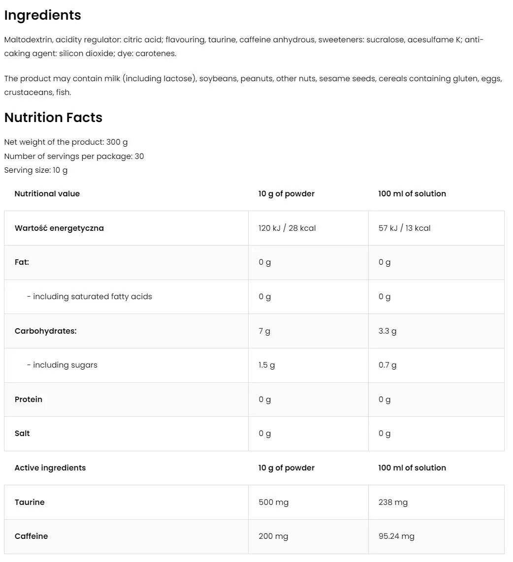 Aqua Kick / Advanced Hydration s kofeínom a taurínom - 300 gramov