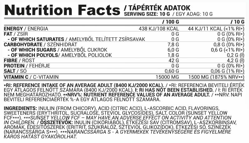 Aqua+ | Osviežujúci nápojový prášok s vitamínom C a inulínom - 10 gramov