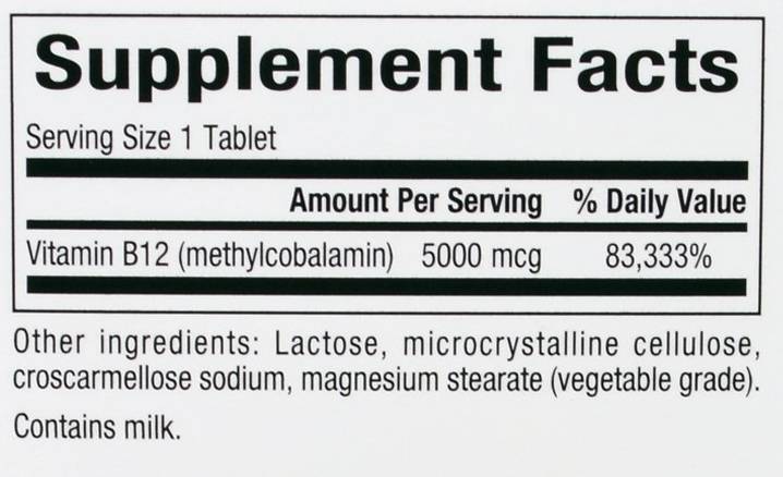 B12 metylcobalamín 5000 mcg - 60 žuvacích tabliet