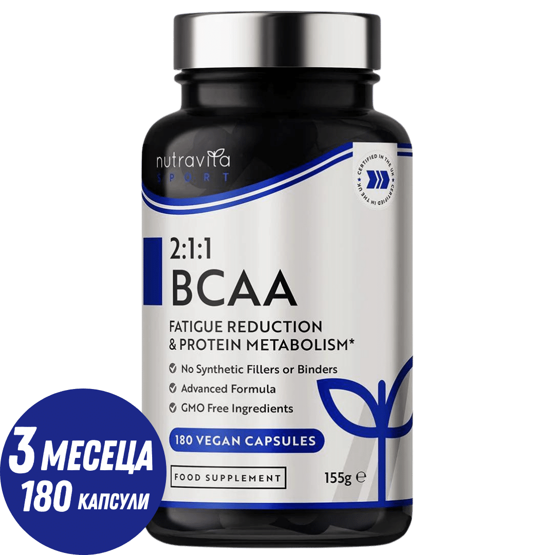BCAA (2:1:1) s vitamínmi B6 a B12 - 180 Vcapsules. <tc>Nutravita</tc>