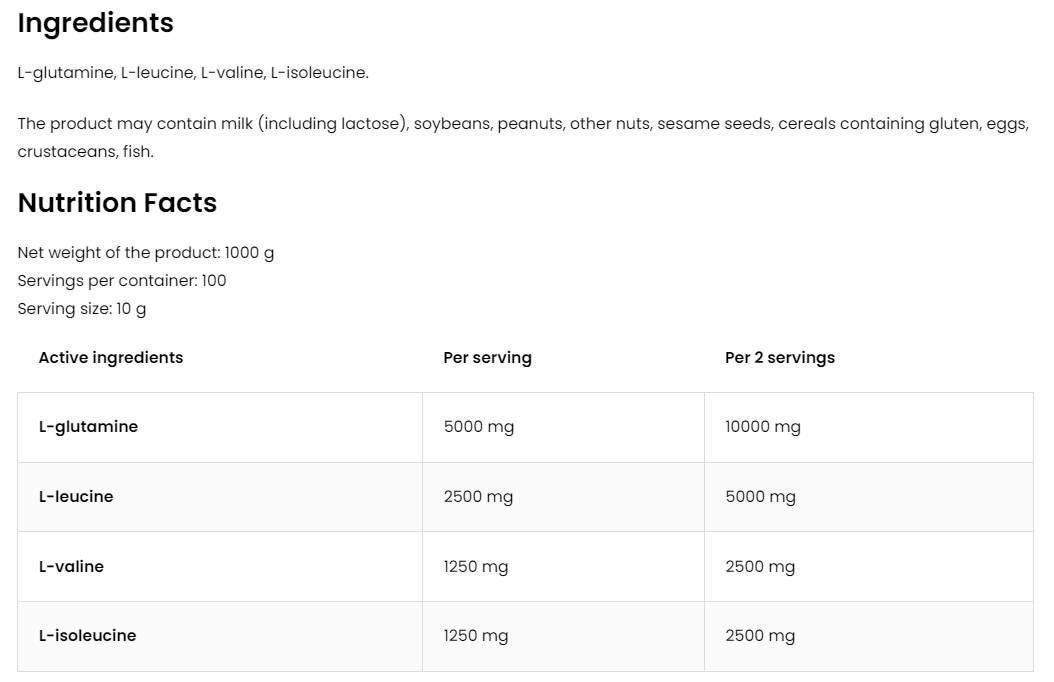 BCAA + glutamínový prášok - 200 gramov