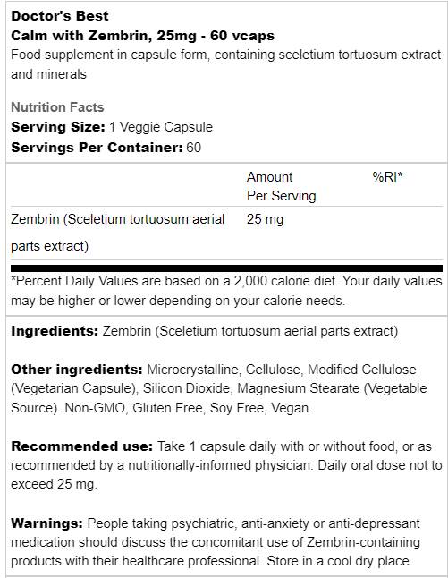 Najlepší pokoj so Zembrinom 25 mg - 60 kapsúl