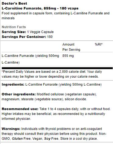 Najlepšie L -karnitín fumarát 855 mg - 180 kapsúl