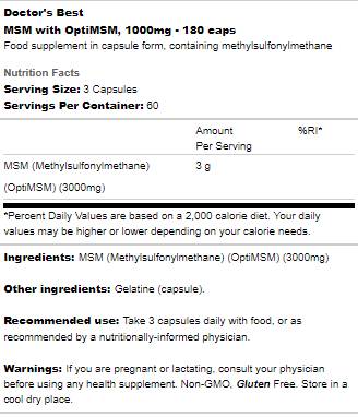 Najlepšie MSM 1000 mg | S optimsm - 180 kapsúl