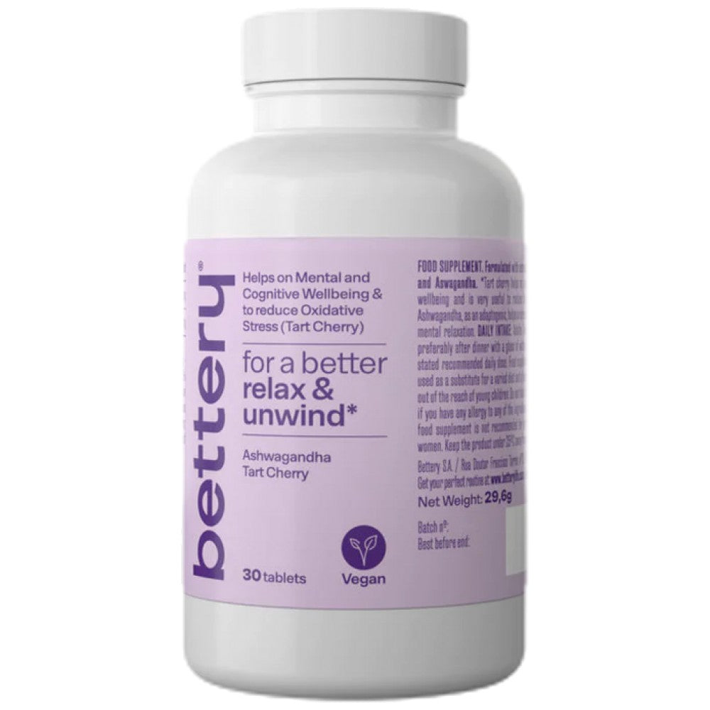 Relax karty s Ashwagandha a Tart Cherrt - Dátum exp: 30.11.2024 - 30 tabliet