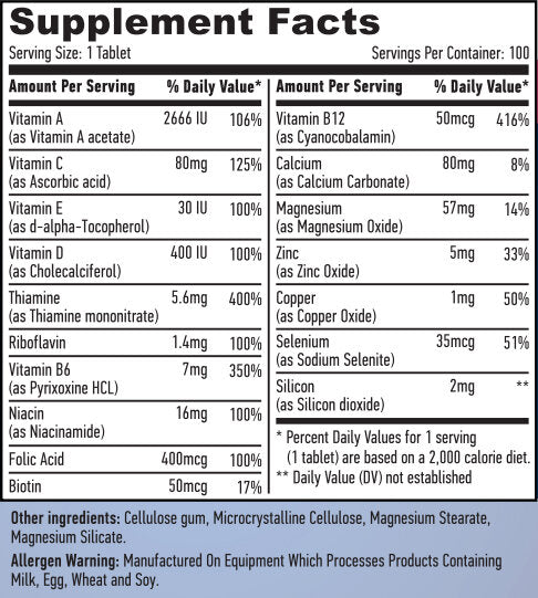 Základné karty Multivitamin 100 pre dospelých.