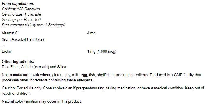 Biotín 1000 mcg - 100 kapsúl