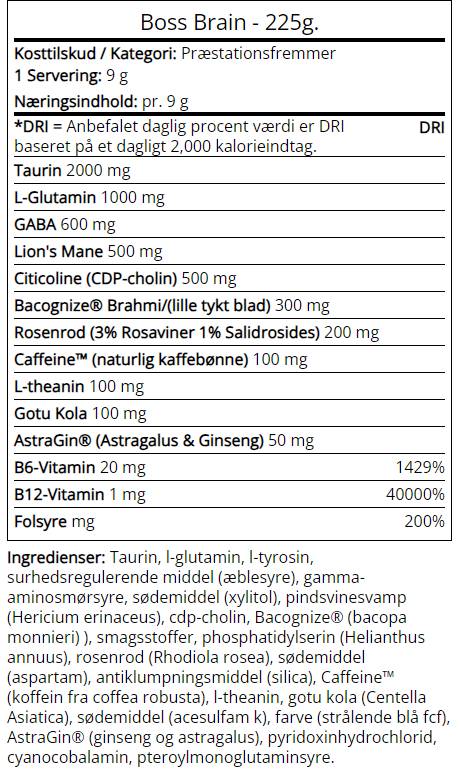 Boss Mozog Nootropic s Bacopa, Rhodiola a Lion's Mane - 225 gramov