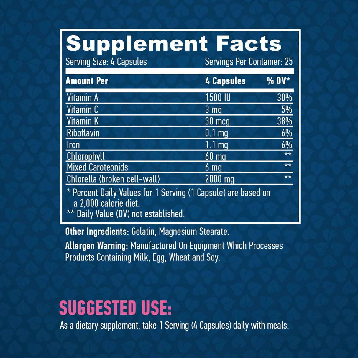 Rozbitá bunková stena chlorella 500 mg. / 100 čiapky.