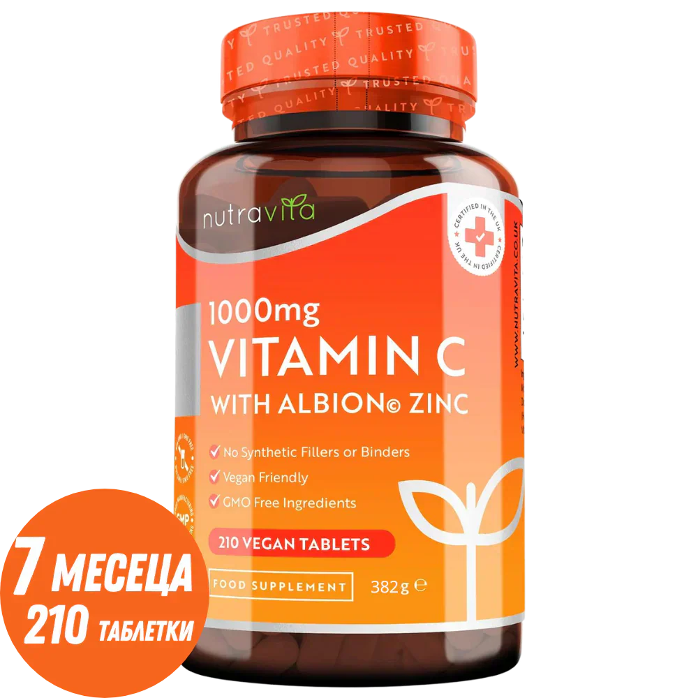 Vitamín C 1000 mg so zinkom (Albion® Zinc) 15 mg 210 tabliet <tc>Nutravita</tc>