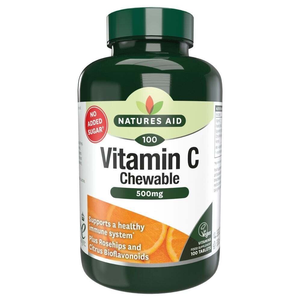 Vitamín C s ružovými bokmi, bioflavonoidmi a acerola (žuvateľný vitamín C) 500 mg 100 žuvacích tabliet Naturesaid