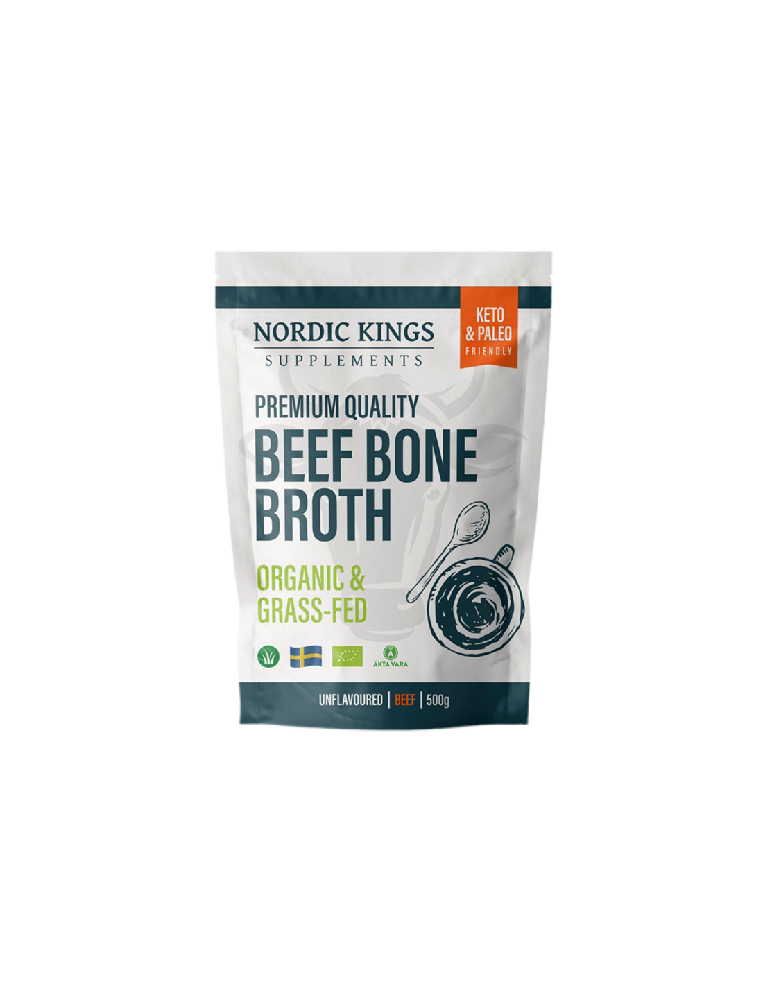 Beef bone broth, unflavored (Organic), 500 g powder Nordic Kings - Nutra Best Europe