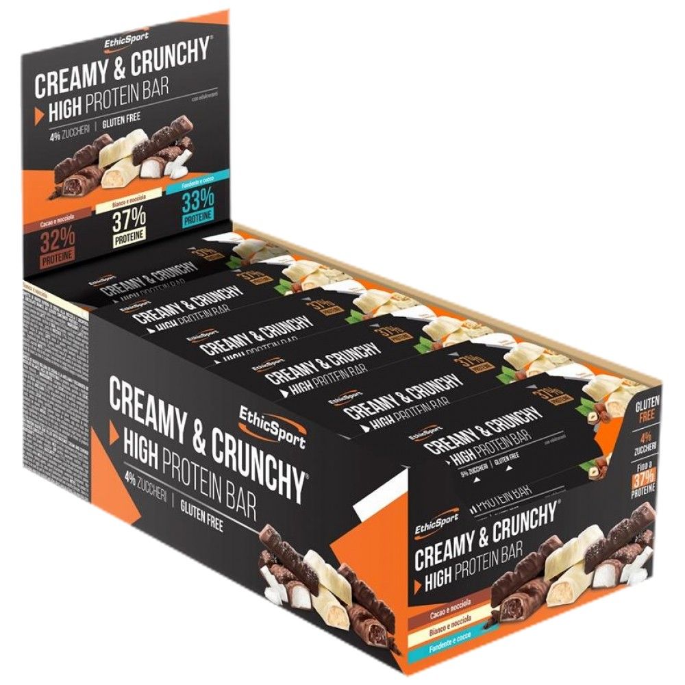 Krémová a chrumkavá vysoká proteínová tyčinka - 24 x 30 gramov