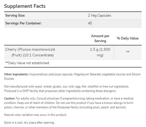 Čerešňové koncentráty 750 mg - 90 kapsúl