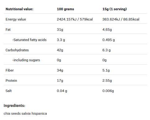 Chia | 100% prírodné - 500 gramov