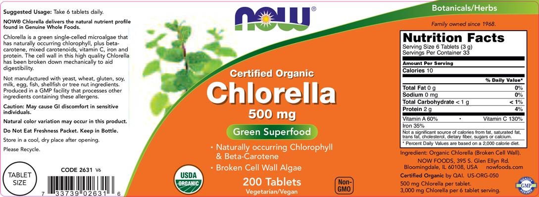 Chlorella Organic 500 mg - 200 tabliet