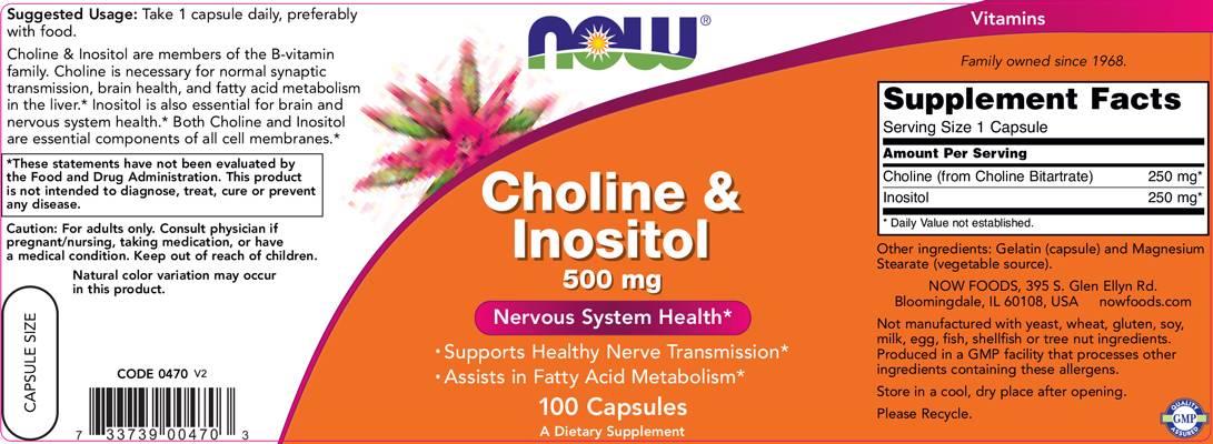 Choline a inositol 500 mg - 100 kapsúl