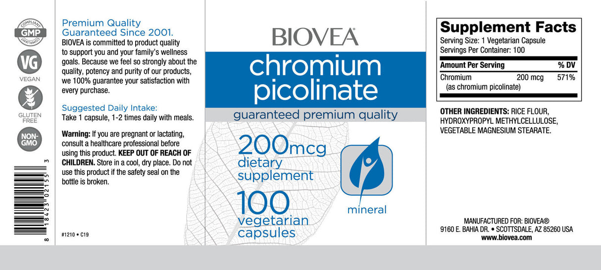 Chróm pikolinát 200 mcg / 100 čiapky