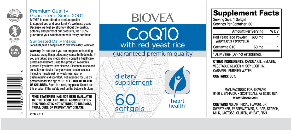 COQ10 60 mg a červená kvasinková ryža / 60 softgels