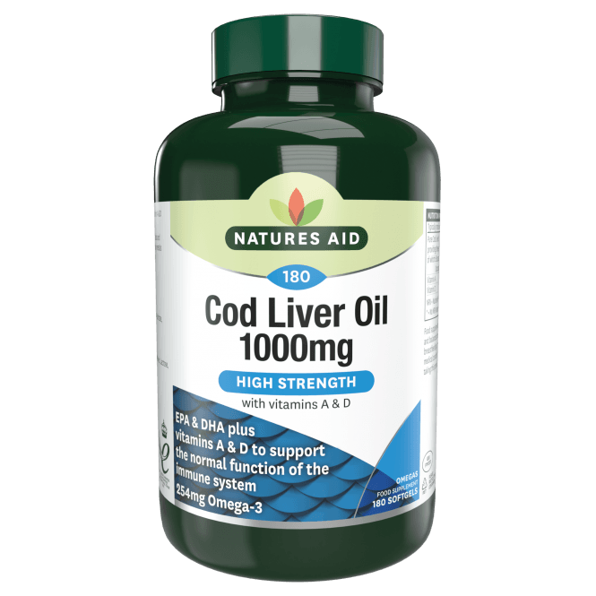 Olej z tresčej pečene 1 000 mg 180 Softgels NaturesAid