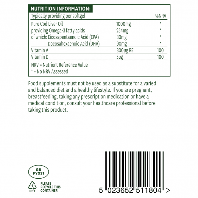 Olej z tresčej pečene 1 000 mg 90 Softgels NaturesAid