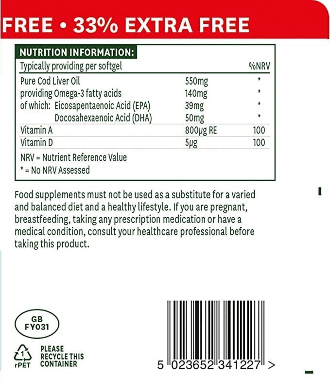 Olej z tresčej pečene 550 mg 120 Softgels NaturesAid