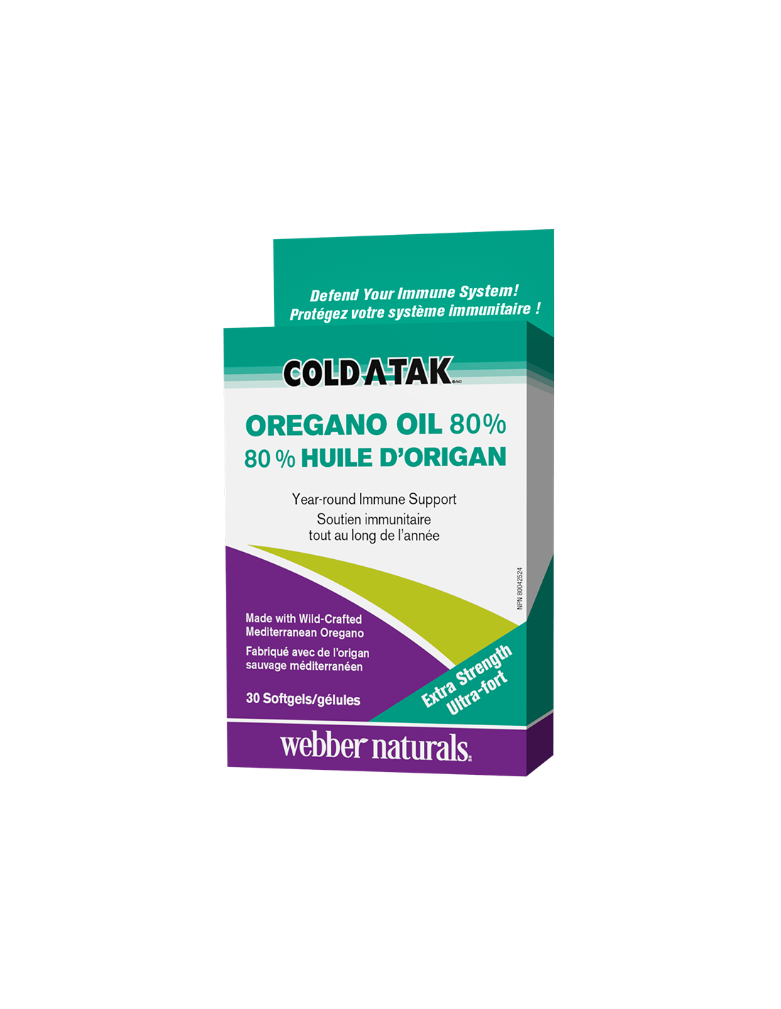 Cold-A-TAK® Oregano Oil Extra Strenght / Oregano (olej / 80% karvacrol), 180 mg, 30 kapsúl softgel