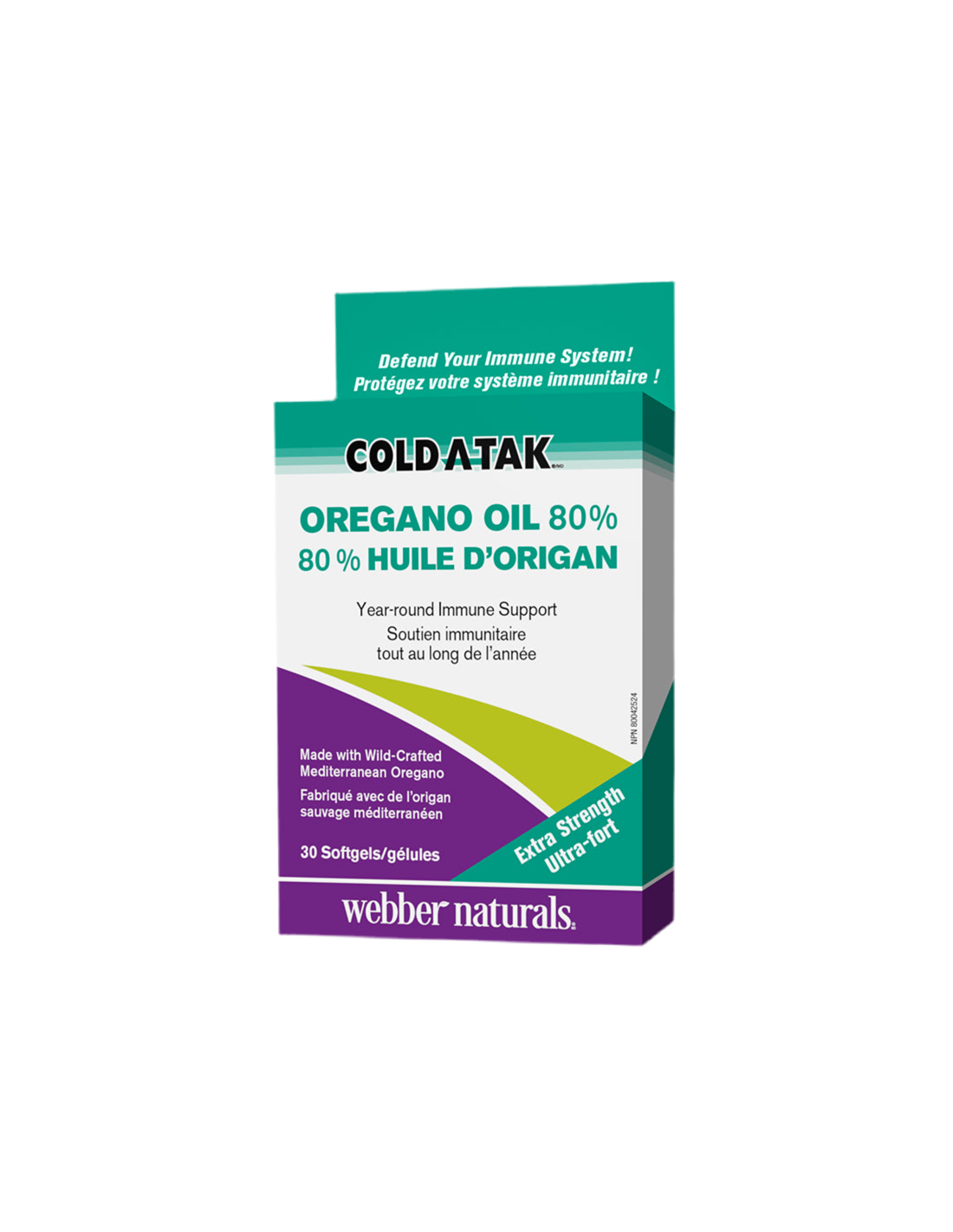 Cold-A-TAK® Oregano Oil Extra Strenght / Oregano (olej / 80% karvacrol), 180 mg, 30 kapsúl softgel