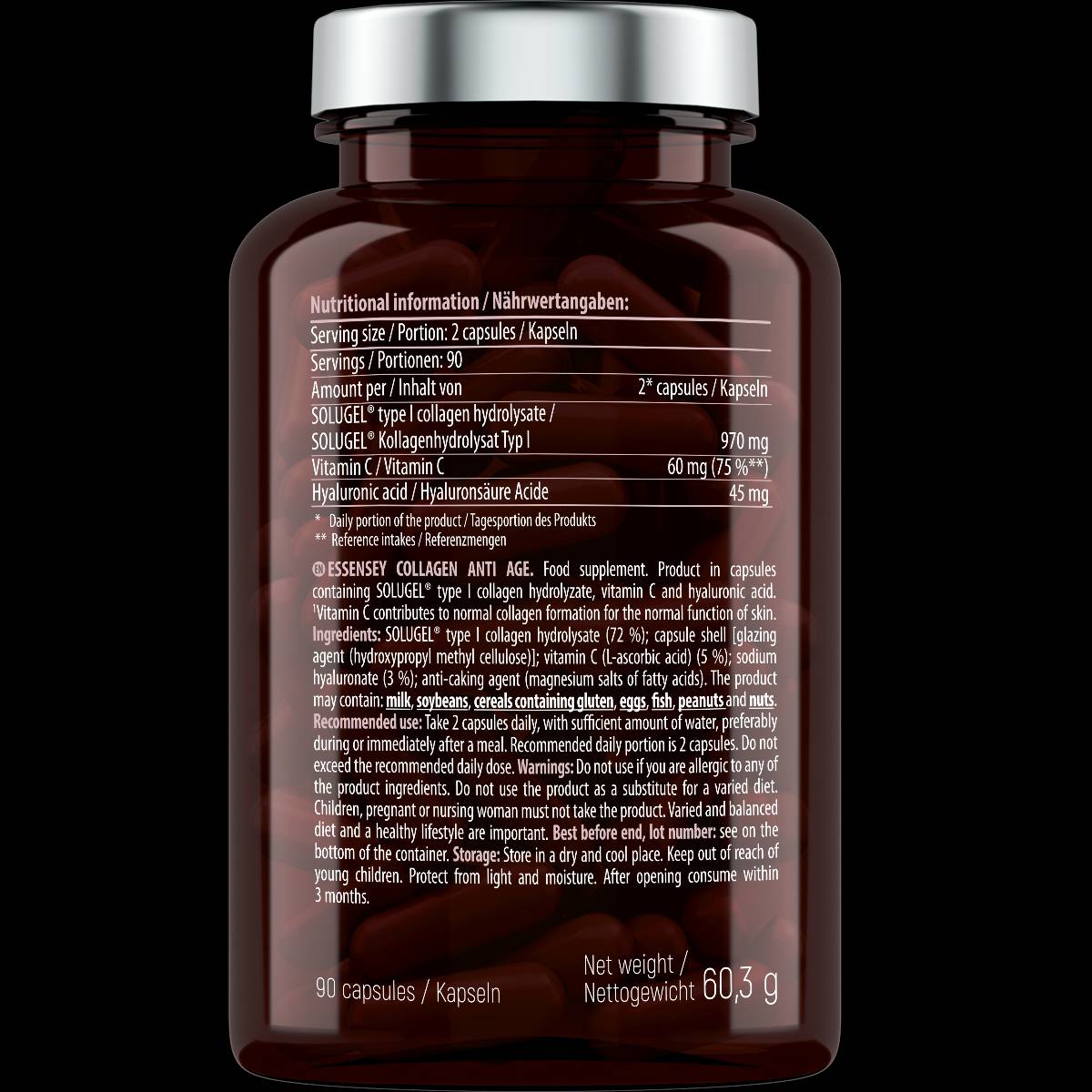 Kolagén proti veku s kyselinou vitamínom C & hyalurónovou - 90 kapsúl