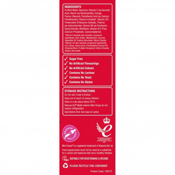 Multivitamínové kvapky pre deti (Mini Drops Multi-Vitamin) 50 ml Naturesaid