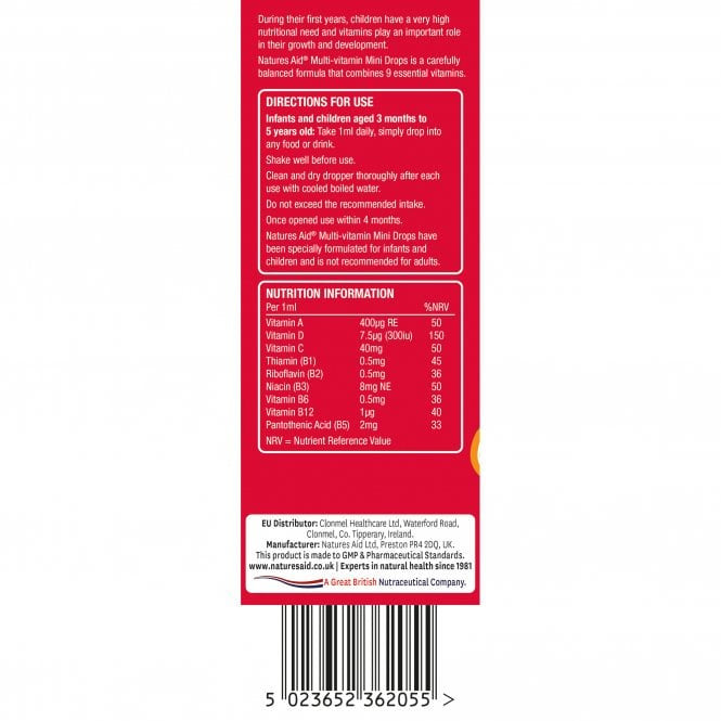Multivitamínové kvapky pre deti (Mini Drops Multi-Vitamin) 50 ml Naturesaid