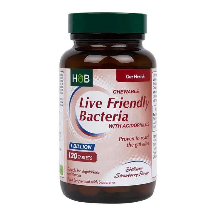 Probiotikum s acidophilus (žuvateľný acidophilus jahody 1 miliardy) 1 miliardy. 120 žuvateľných tabliet Holland & Barrett