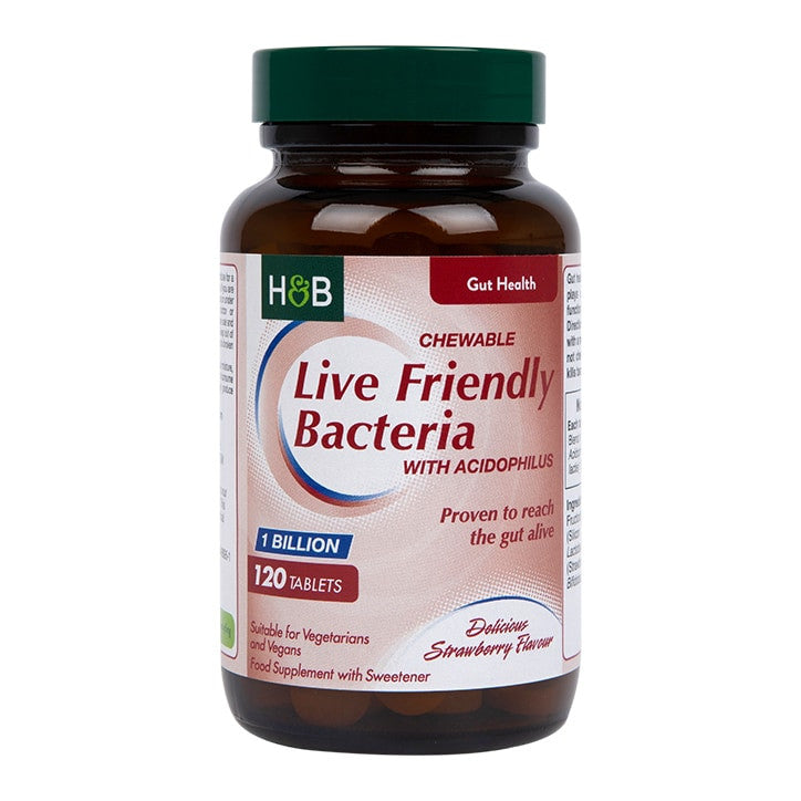 Probiotikum s acidophilus (žuvateľný acidophilus jahody 1 miliardy) 1 miliardy. 120 žuvateľných tabliet Holland & Barrett