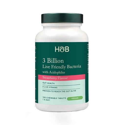 Probiotikum s acidophilus (žuvateľný acidophilus jahody 3 miliardy) 3 miliardy). 120 žuvateľných tabliet Holland & Barrett