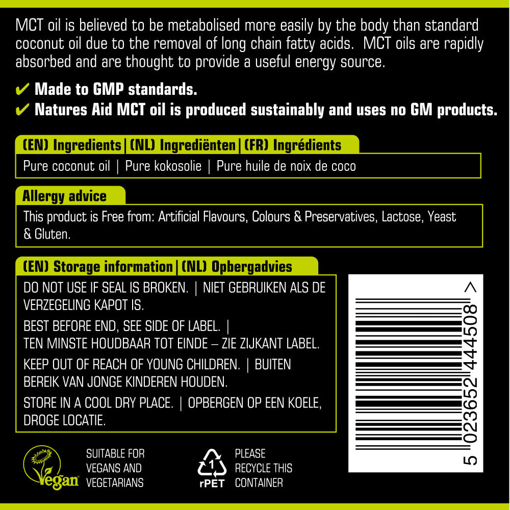 Triglyceridy stredného reťazca z kokosového oleja (100% MCT olej) 500 ml NaturesaID