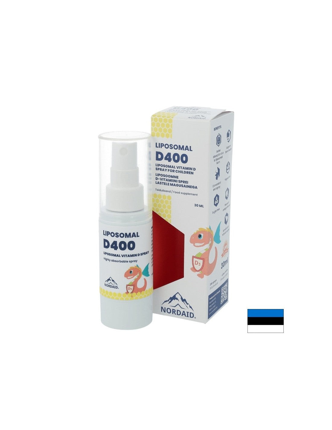 Lipozomálny vitamín D3 400 IU s vysokou absorpciou - silnou imunitou a zdravými kosťami a zubami u detí, ústa sprej 30 ml, 200 dávok