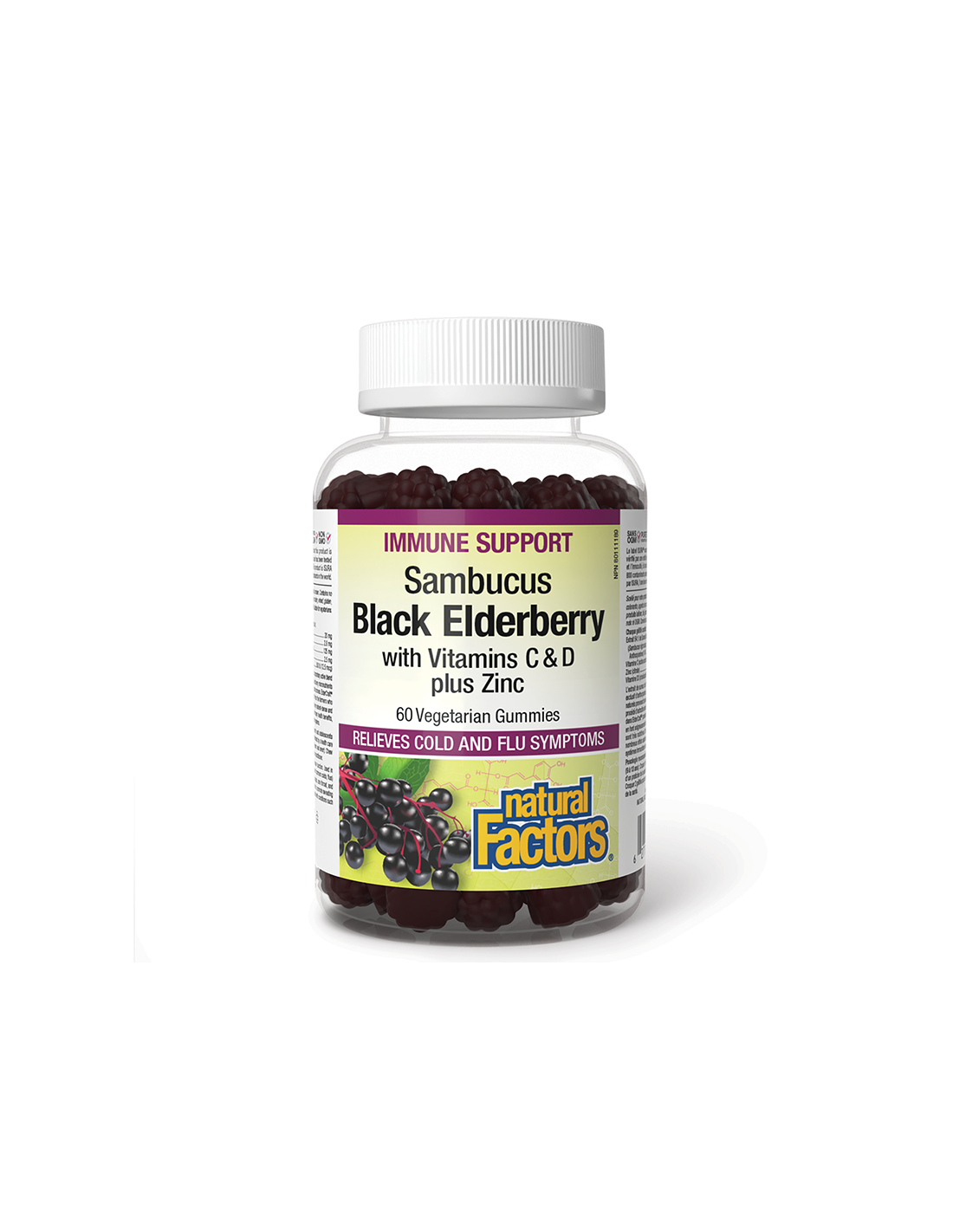 Imunita - Sambucus Gummy (Bina čierna + vitamíny D3, C a zinok), 60 gélových tabliet <tc>Natural Factors</tc>