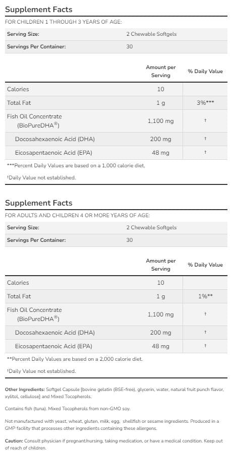 DHA 100 mg detského žuvača - 60 žuvacích tabliet