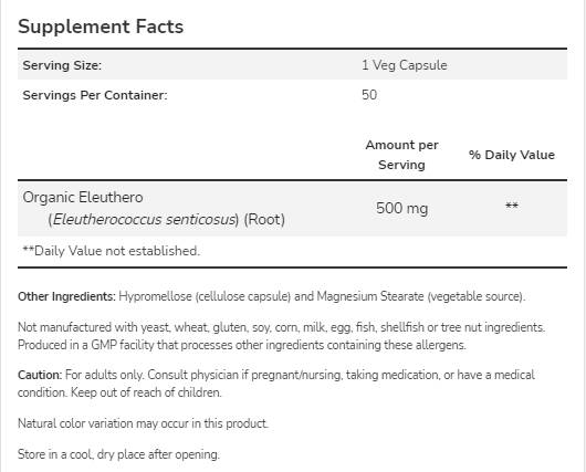 Eleuthero 500 mg | Sibírsky ženšen - 250 kapsúl