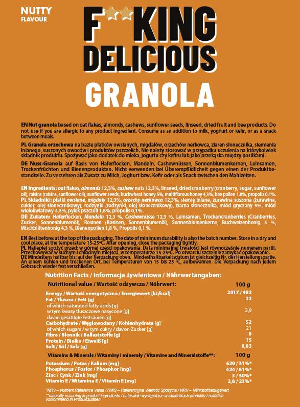 F ** King Delicious Granolla | Orechový - 300 gramov