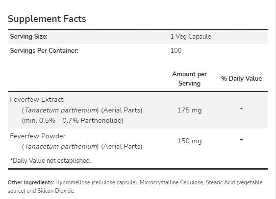 FeverFew 325 mg - 100 kapsúl