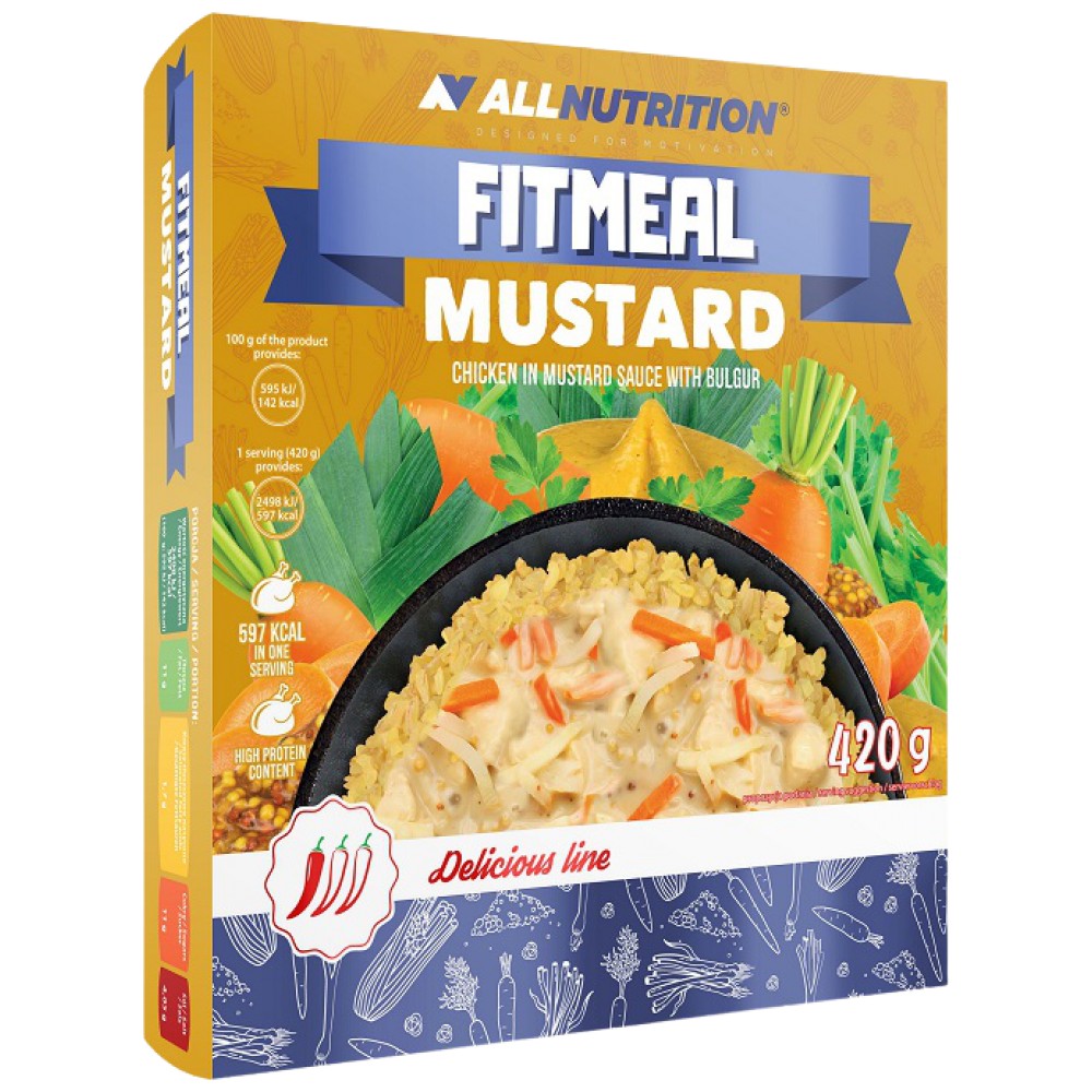 Fitmeal horčica Pripravené na jedenie s vysokým obsahom bielkovín-420 gramov