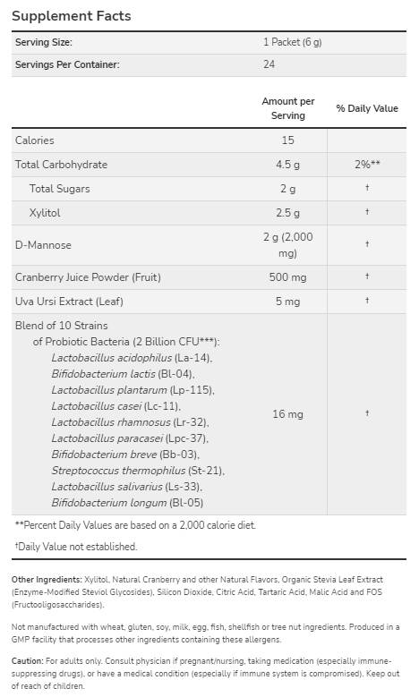 Cranberry Mannos + Probiotiká Pre ženy na cestách - 24 x 6 gramov