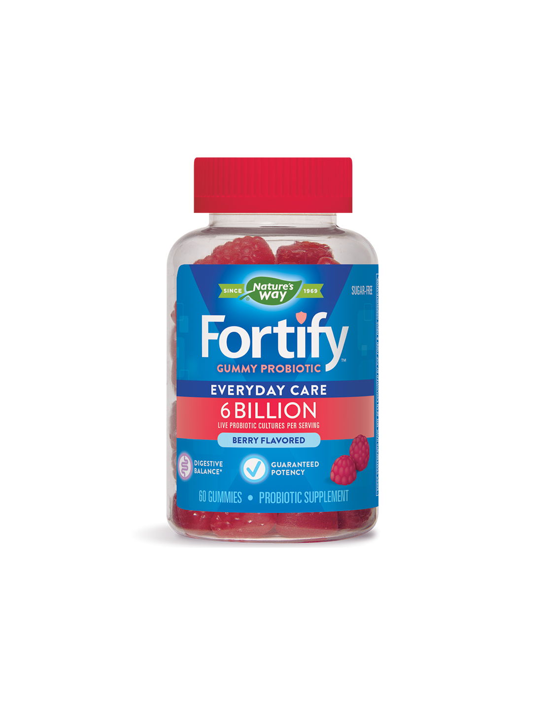 Gumum Probiotic - Gummy Fortify ™ Gummy Probiotikum - 6 miliárd aktívnych probiotík, 60 tablety Gélových gélov v prírode