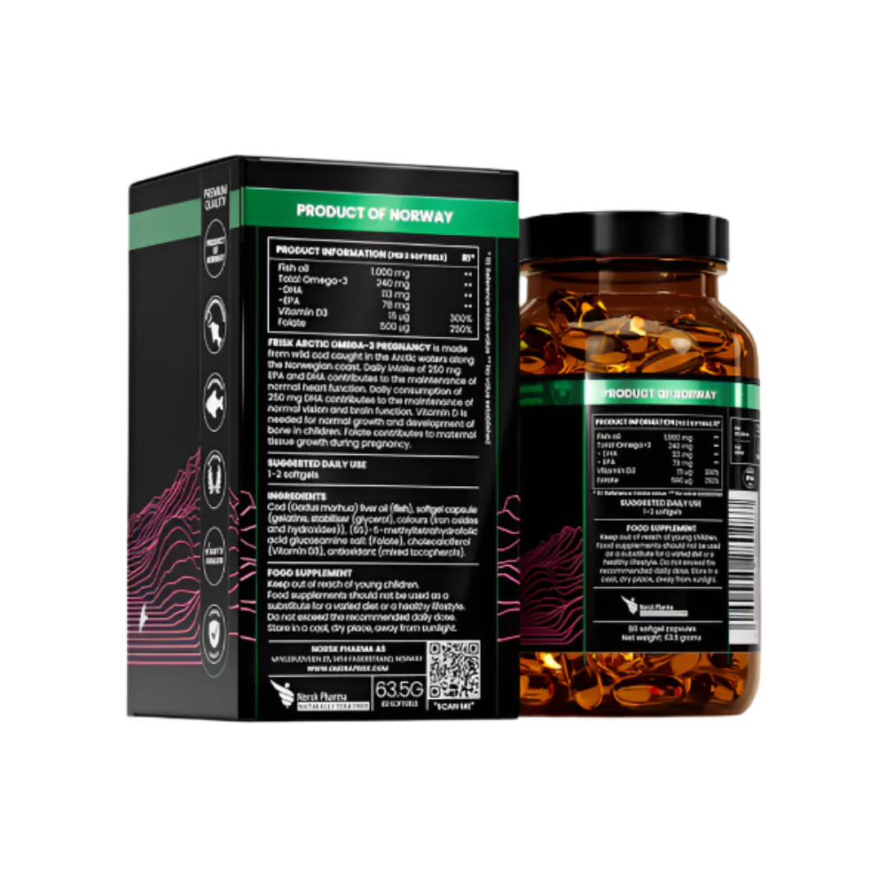 Arktické tehotenstvo-Omega-3 pre tehotné ženy-100% divoká treska z Nórska-80 kapsúl