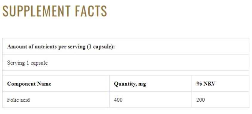 Kyselina listovú listovú 400 mcg 60 čiapky