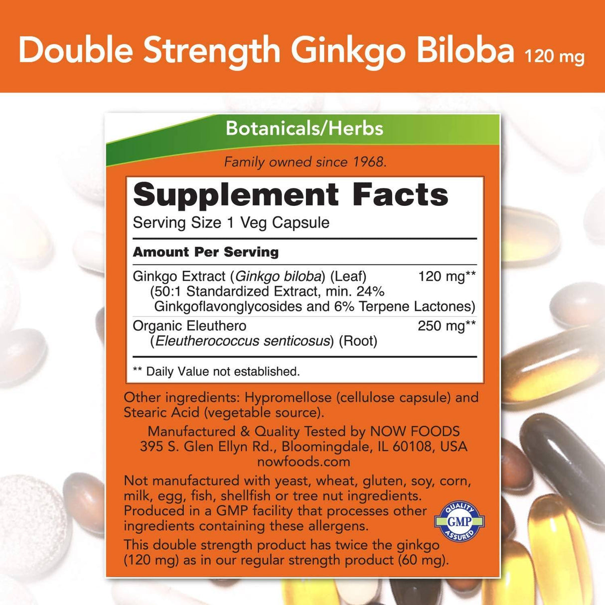 Ginkgo Biloba 120 mg / dvojitá pevnosť - 50 kapsúl
